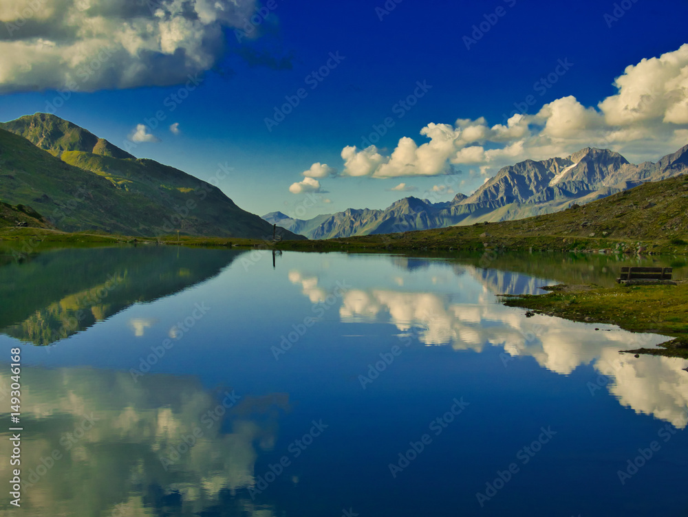 Fototapeta premium View on a Weissee lake in Kaunertal valley on a summer evening