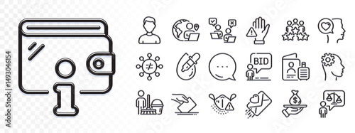 Cleaning, Passport and Discrimination line icons for web app. Glare of light effect. Message icon. Pack of Medical mask, Business meeting, Headshot pictogram icons. Vector
