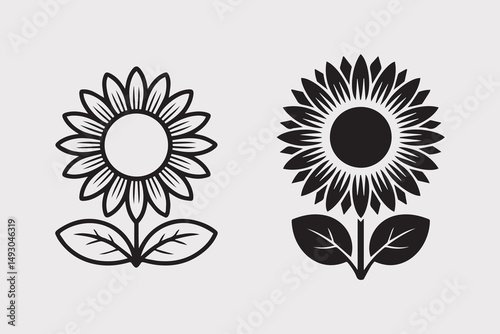sunflower silhouette  Vector