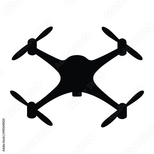 A bold silhouette of a four propeller drone for surveillance purposes