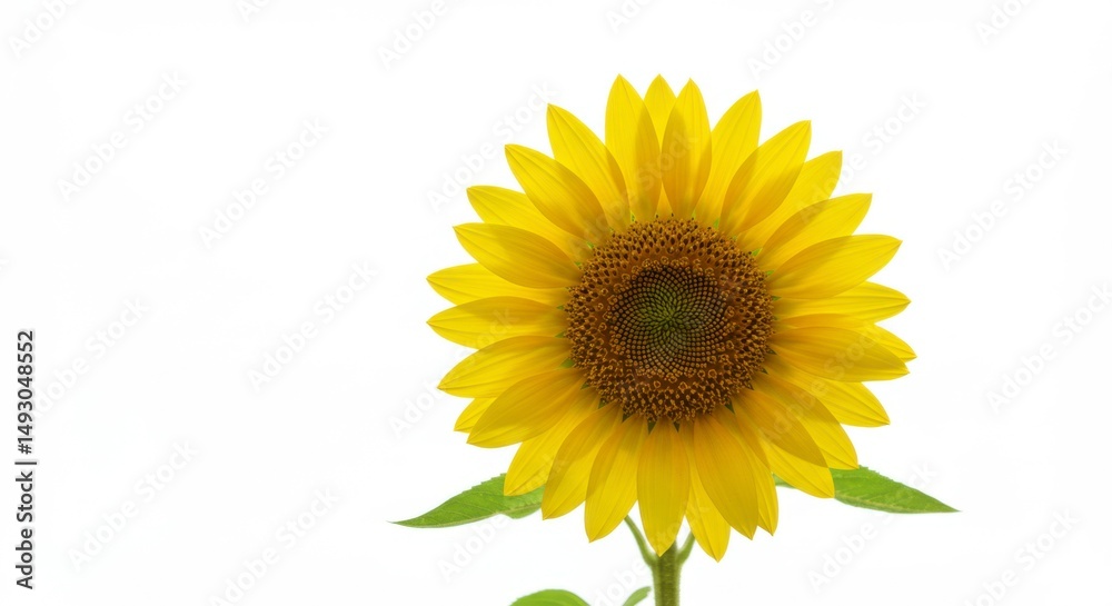 Fototapeta premium Single sunflower against white background