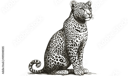Vintage Leopard Art, Hand-drawn Illustration, Rustic Drawing, Old Engraving Style, Black Sketch Effect, Safari Animal Print, Antique Engraving, Wall Decor, exotic animal, nature art