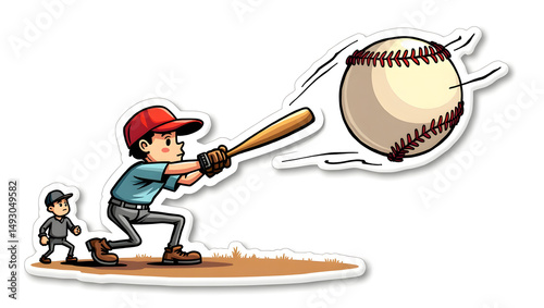 Funny Baseball Batter Home Run Sticker
