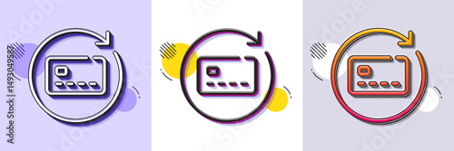 Renew card line icon. Halftone dotted pattern. Gradient icon with grain shadow. Non-cash money sign. Bank credit card symbol. Line renew card icon. Various designs. Vector