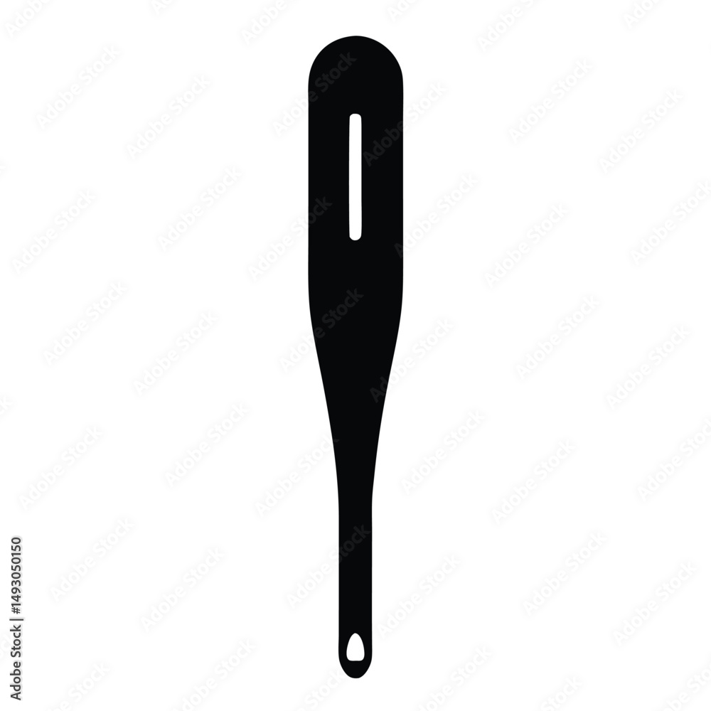Black and white image of a slotted spoon with a hanging hole Black and white image of a slotted spoon with a hanging hole