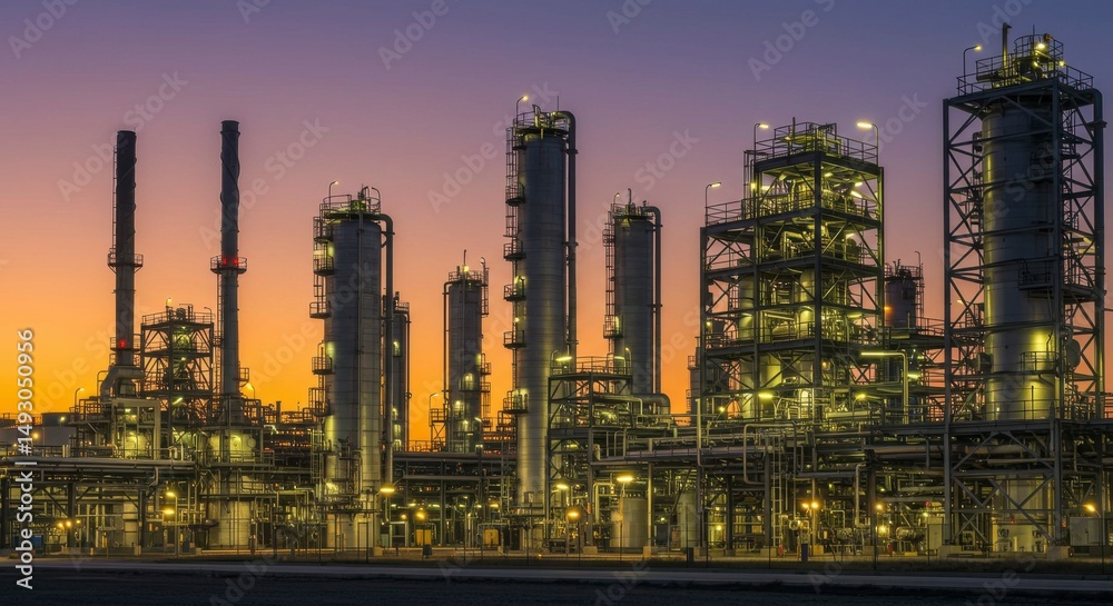 Fototapeta premium Industrial plant at dawn