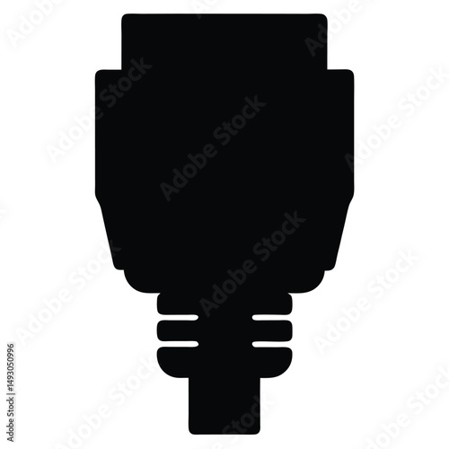 Black silhouette of a DB9 serial port connector on a white background