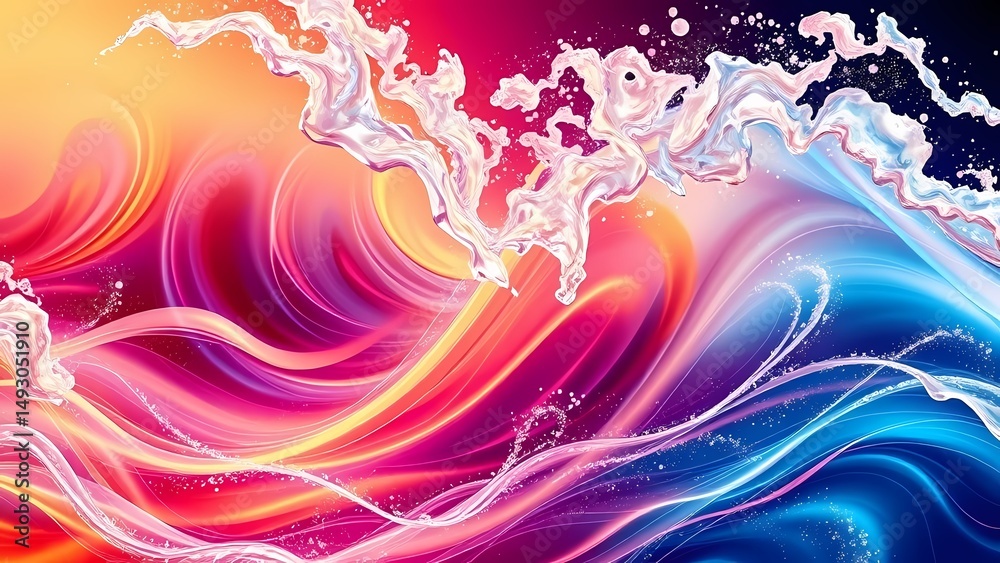 Fototapeta premium Experience a vibrant, abstract background featuring bold, flowing strokes and luminous, colorful waves that evoke a sense of dynamic energy and artistic expression.