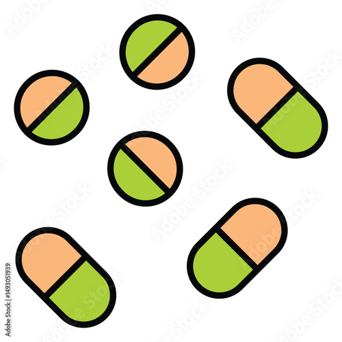Pills Vector Icon For Pharmaceutical Industry Usage
