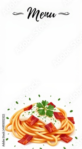 Delicious spaghetti menu design italian restaurant graphic art creative modern food theme
