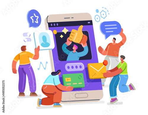 Internet network connection, digital marketing and social media. Using various mobile applications on smartphone