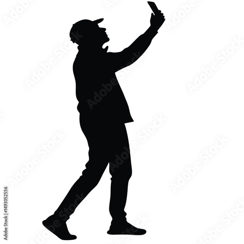 Silhouettes of people dancing including a girl with a microphone in black vector style