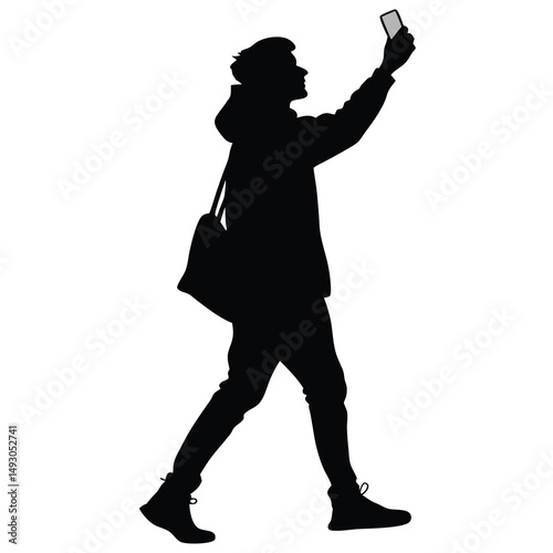 Silhouettes of people dancing including a girl with a microphone in black vector style