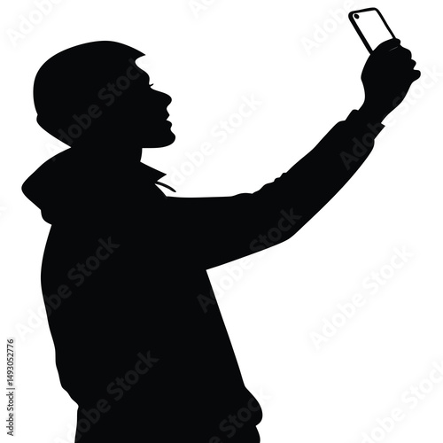 Silhouettes of people dancing including a girl with a microphone in black vector style