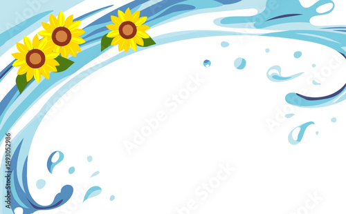 海 水のウェイブイラスト背景