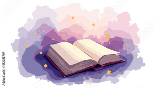 Open book on dreamy background, for storytelling and education