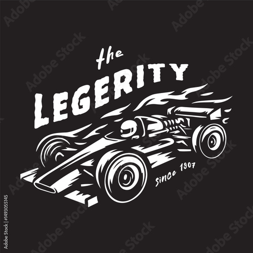 Vintage illustration of formula car speed