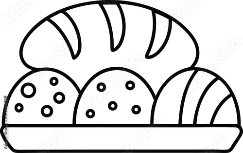 French bread basket outline icon. Brazilian food