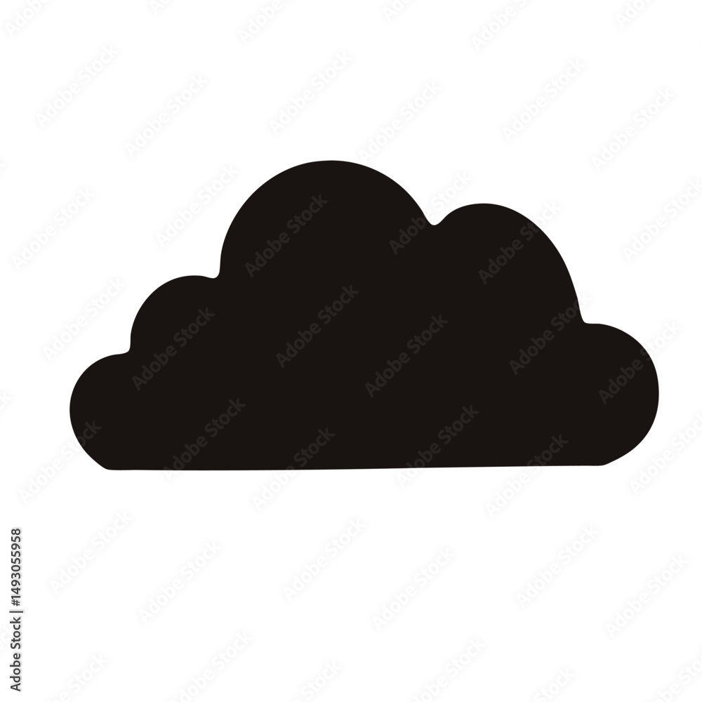 Dark cloud silhouette on a white background creating an isolated object Dark cloud silhouette on a white background creating an isolated object