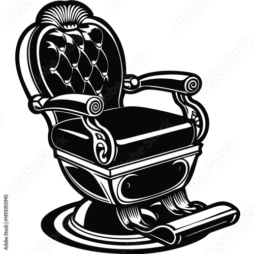 Classic Barber Chair Vintage Design, Elegant Style, High-Quality Illustration