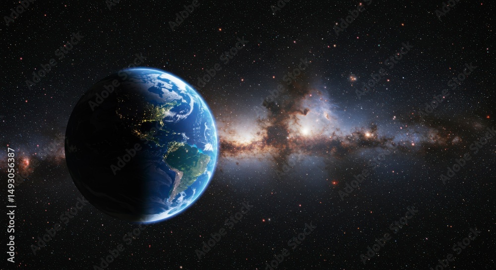 Fototapeta premium Earth in cosmic expanse (1)