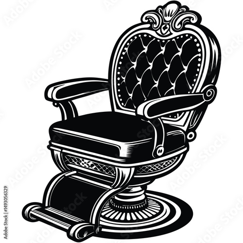 Vintage Barber Chair Classic Design, Elegant Style Illustration