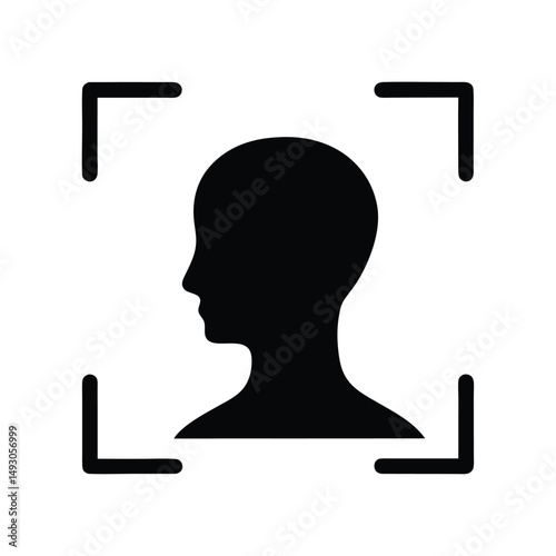 Face recognition technology scanning a human head for biometric identification process
