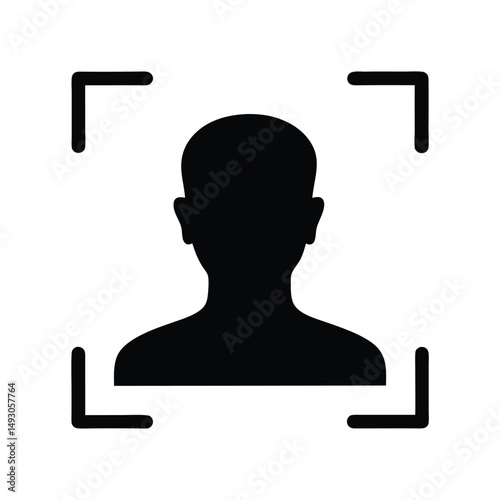 Icon of a person framed for facial recognition or identification processes