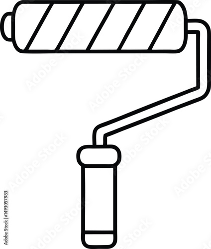 An outline icon of a paint roller symbolizes the renovation and construction industry, ideal for design and DIY projects that inspire creativity and innovation across various settings