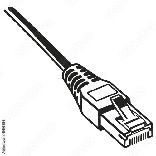 Illustration of an RJ45 Connector Used for Networking and Data Transfer