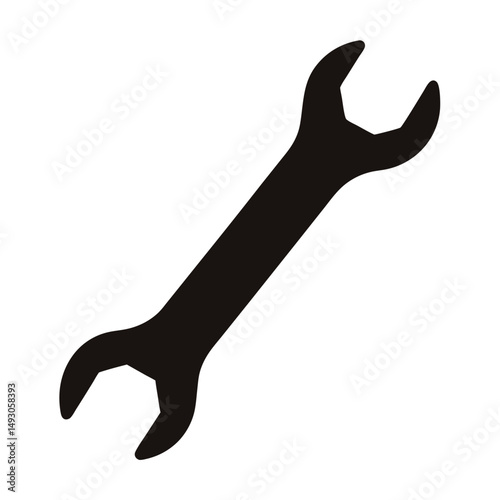 Isolated simple silhouette of a double openend wrench on white background