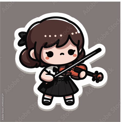 little girl with a playing violin 