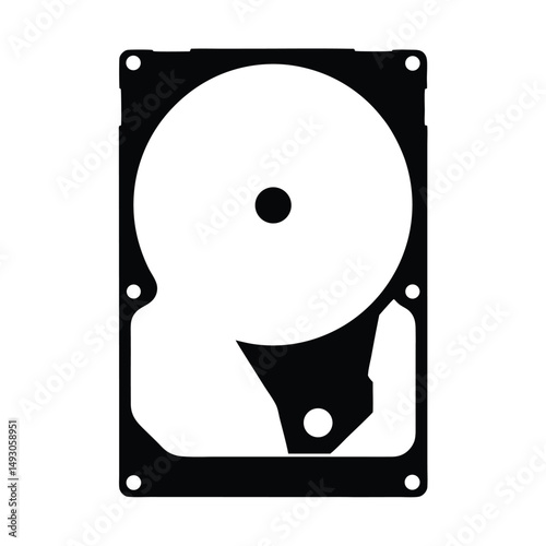 Minimalist Silhouette of a Hard Disk Drive for Data Storage Design