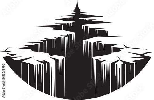 Split, crack and black hole in the wall or on the ground. Damage from natural disasters, earthquakes or drought. Catastrophe after the war vector illustration.
