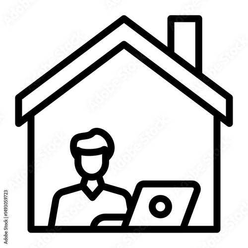 Home Office Vector Line Icon Design