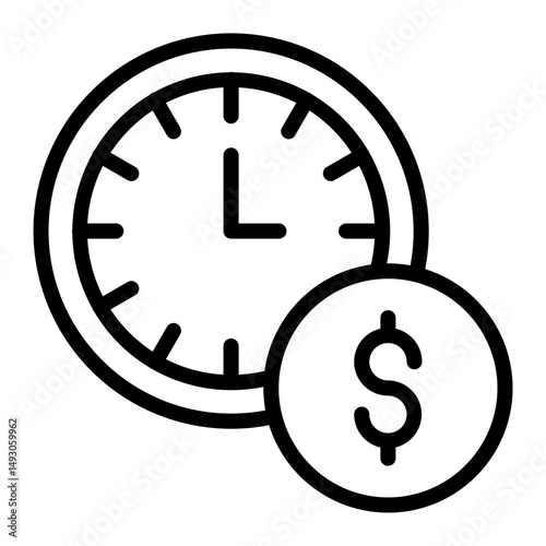Time Is Money Vector Line Icon Design