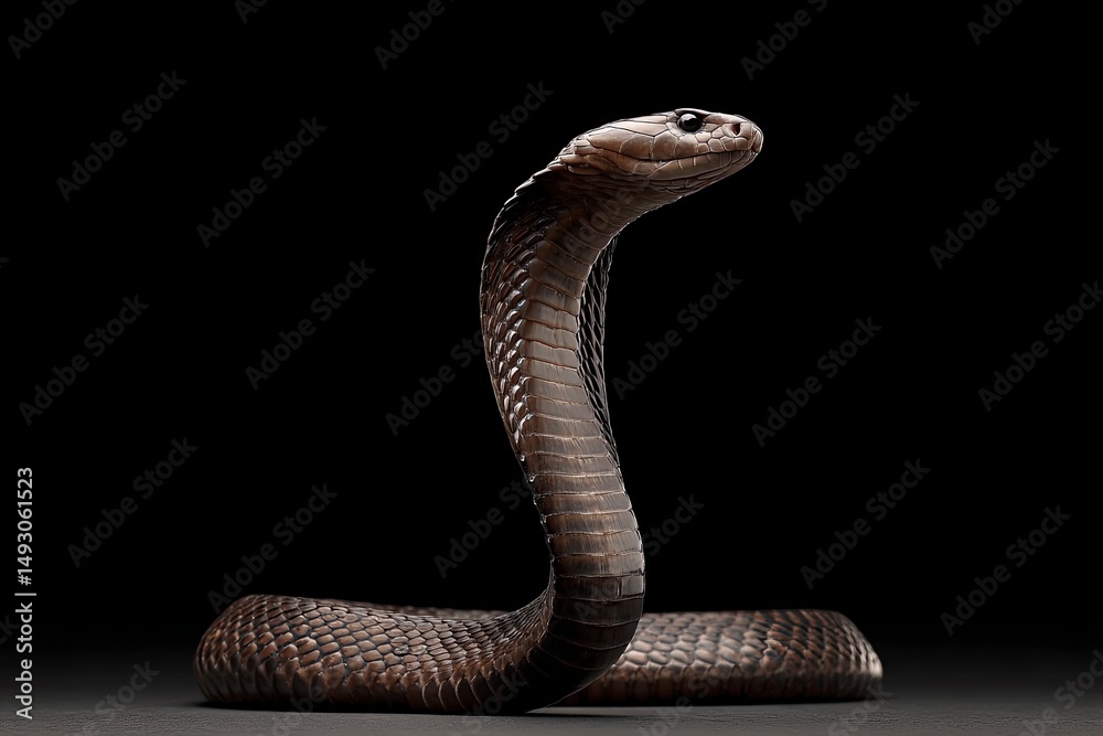 Fototapeta premium Majestic Black Cobra: A Dramatic, Dark Portrait