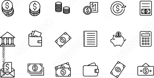 bill payment icon set  finance related line icons  (1) [Converted] [Converted].eps