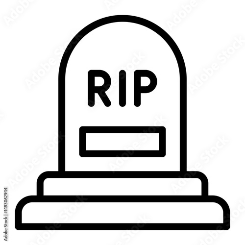 Grave Vector Line Icon Design