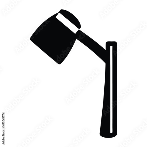 Simplified Axe Silhouette A striking, minimalist design presents an axe in bold black and white, emphasizing its essential form.