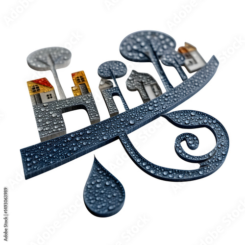A rain linguist decoding water's dialects to reveal truths hidden in droplets, emotional rainfall syntax, isolated on a white background --s 1000