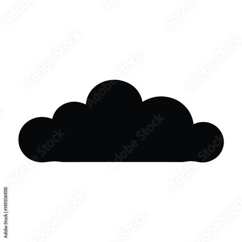 Simple Black Cloud Shape Against a White Background Design Element