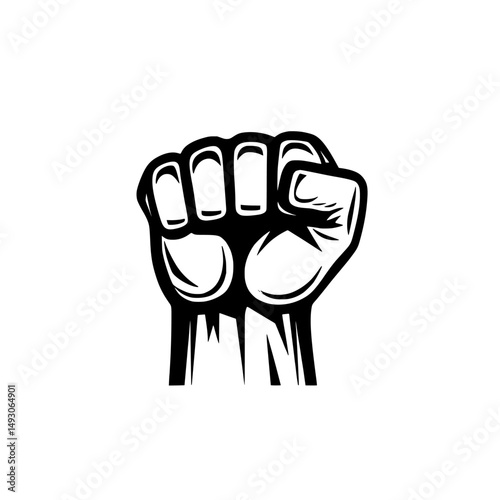 In a symbol of resistance, a fist is raised high, as shown in a cutting-edge illustration, eps10, with easy editing capabilities