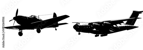 The silhouette of a plane is depicted in a modern illustration set against a white background