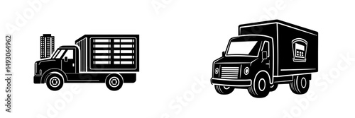 Flat icon of a fast shipping delivery truck for use on apps and websites