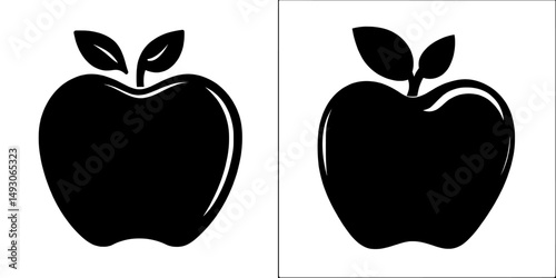 Modern flat icon of an apple fruit with a leaf for food-related apps and websites