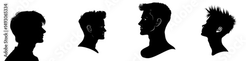 Modern illustration of a man's avatar profile, featuring a male face silhouette or icon isolated on a white background