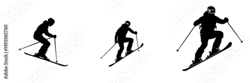The silhouette of a mountain skier speeding down the slope is a popular sport