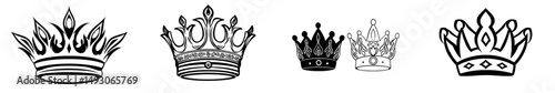 A golden crown mascot is depicted in a modern illustration set against a white background, suitable for logos, icons, posters, and stickers