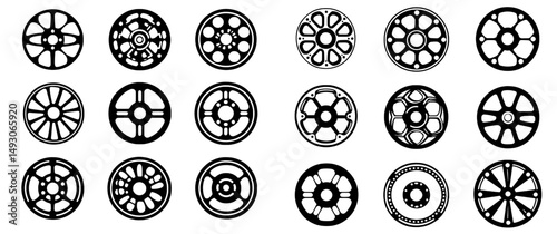 The set features modern film reel icons that have been isolated from the background